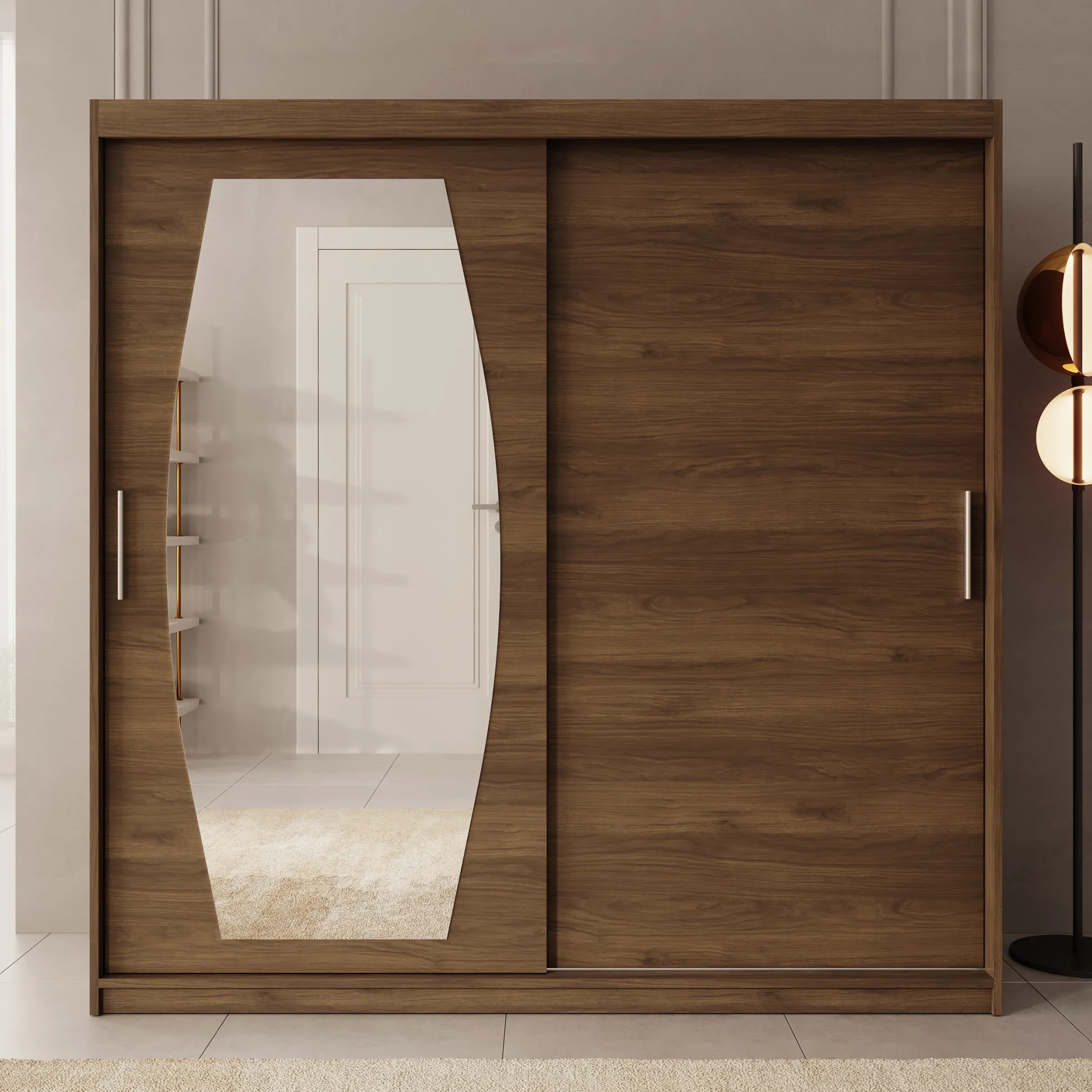 Azai - Kledingkast met schuifdeuren - Walnootpatroon - 200x62x200 cm