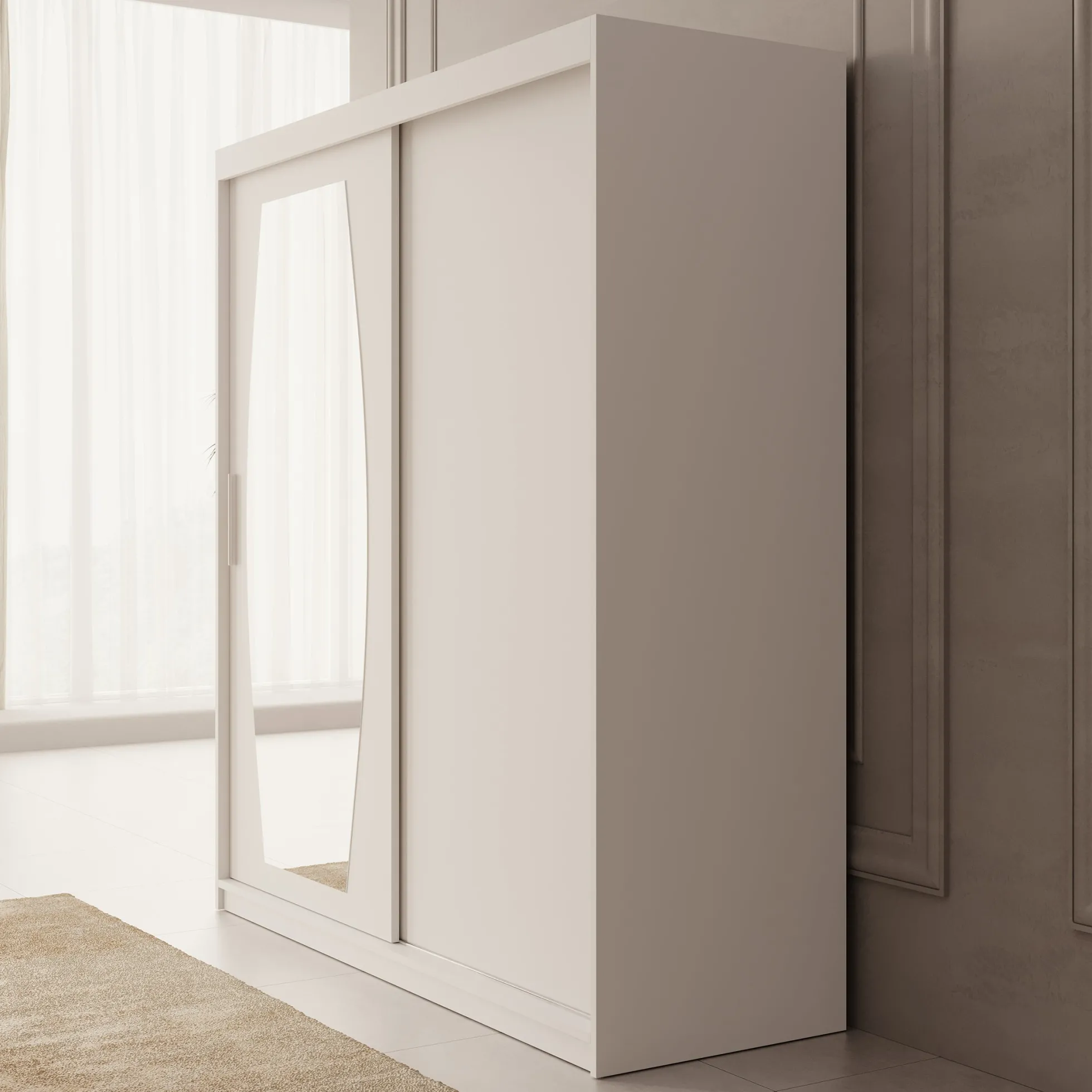 Azai - Kledingkast met schuifdeuren - Wit - 180x62x200 cm