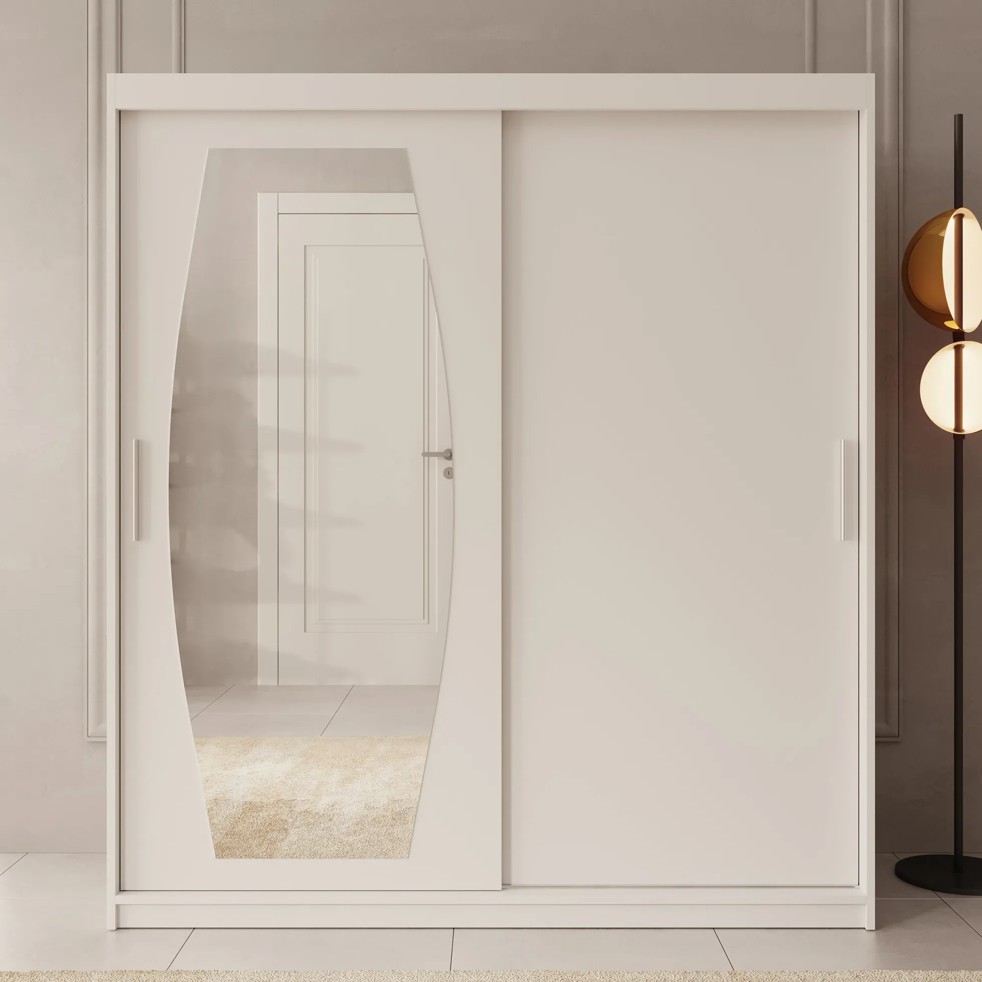 Azai - Kledingkast met schuifdeuren - Wit - 180x62x200 cm
