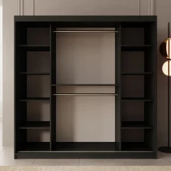 Azai - Kledingkast met schuifdeuren - Zwart - 200x62x200 cm
