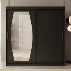 Azai - Kledingkast met schuifdeuren - Zwart - 200x62x200 cm