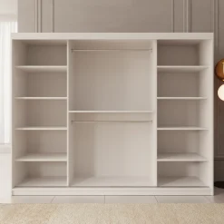 Azai - Kledingkast met schuifdeuren - Wit - 250x62x200 cm