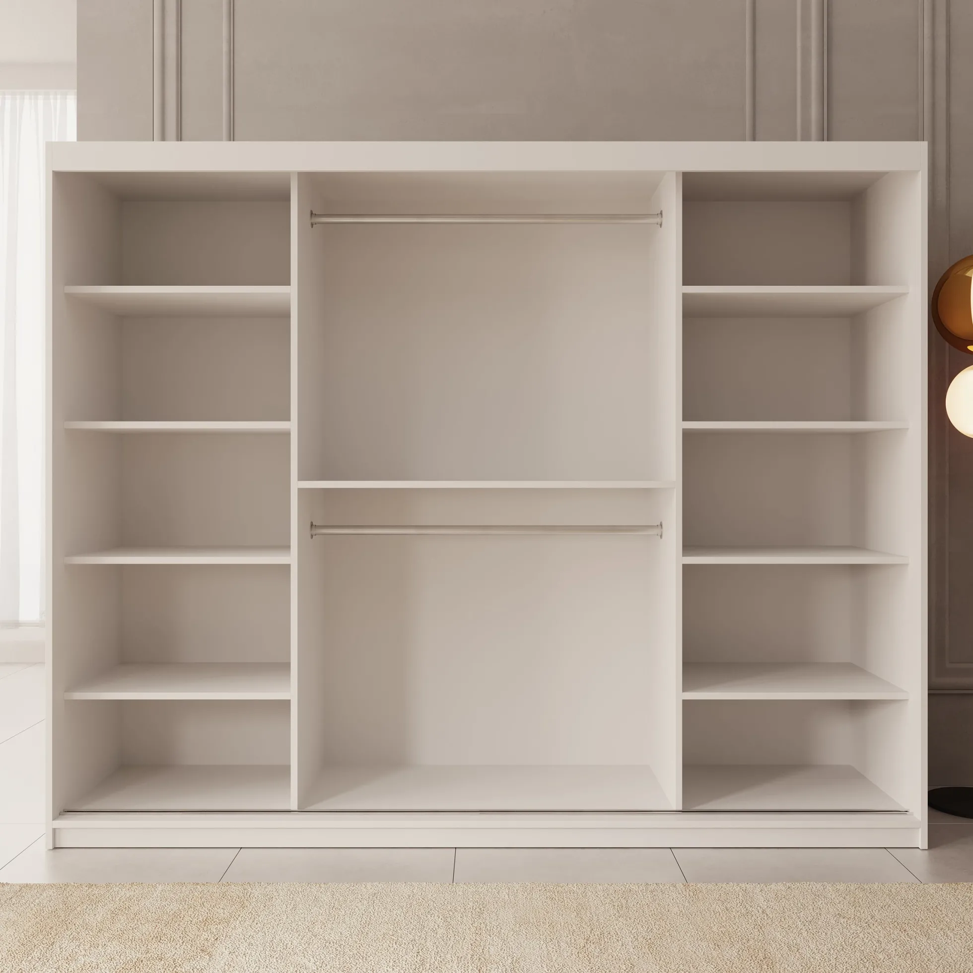Azai - Kledingkast met schuifdeuren - Wit - 250x62x200 cm