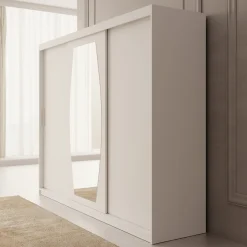 Azai - Kledingkast met schuifdeuren - Wit - 250x62x200 cm