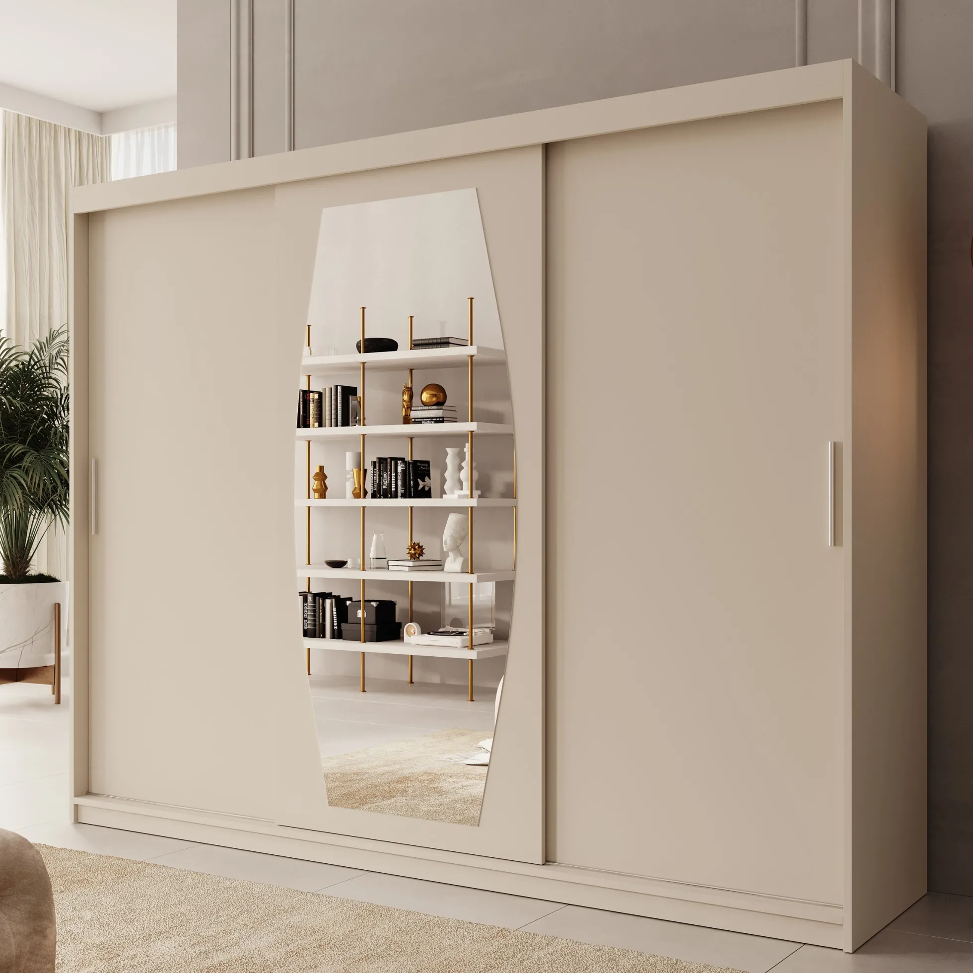 Azai - Kledingkast met schuifdeuren - Beige - 250x62x200 cm