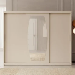 Azai - Kledingkast met schuifdeuren - Beige - 250x62x200 cm