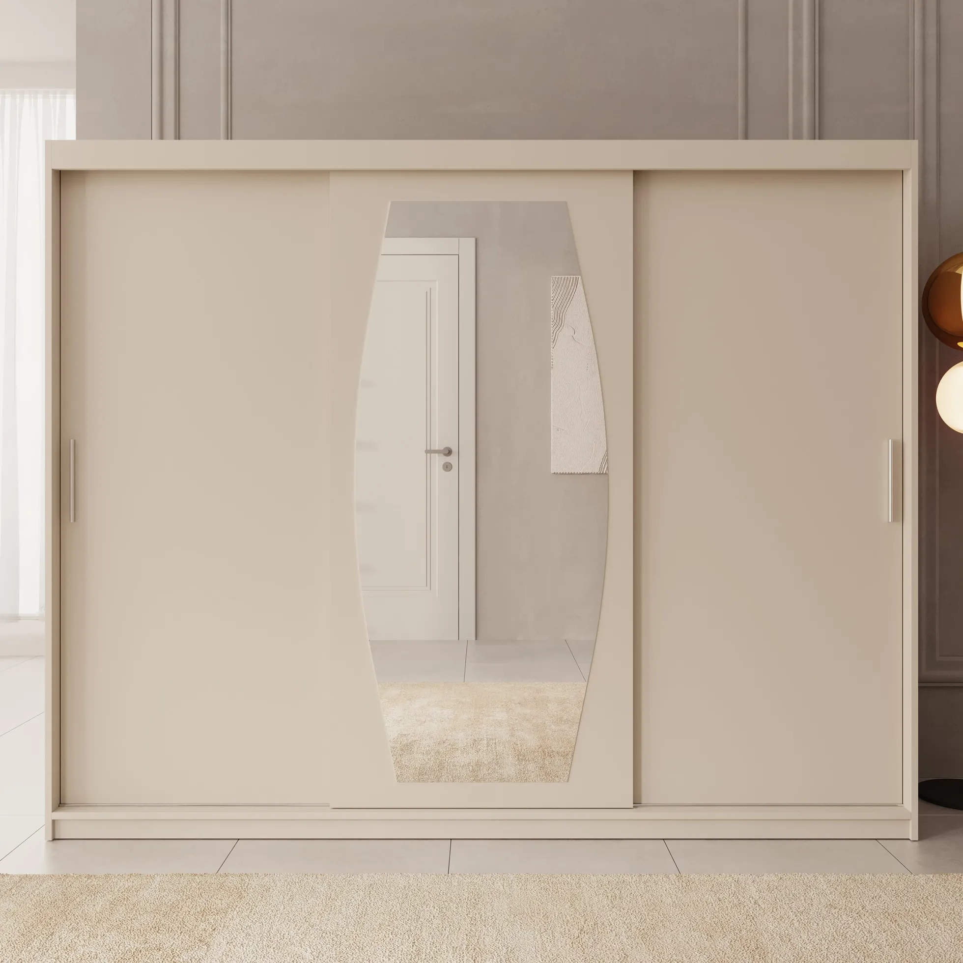 Azai - Kledingkast met schuifdeuren - Beige - 250x62x200 cm