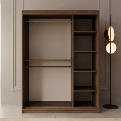 Azai - Kledingkast met schuifdeuren - Walnootpatroon - 150x62x200 cm