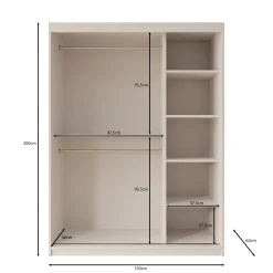 Azai - Kledingkast met schuifdeuren - Walnootpatroon - 150x62x200 cm