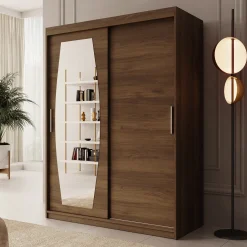 Azai - Kledingkast met schuifdeuren - Walnootpatroon - 150x62x200 cm