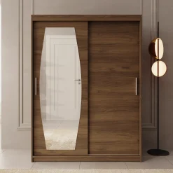 Azai - Kledingkast met schuifdeuren - Walnootpatroon - 150x62x200 cm