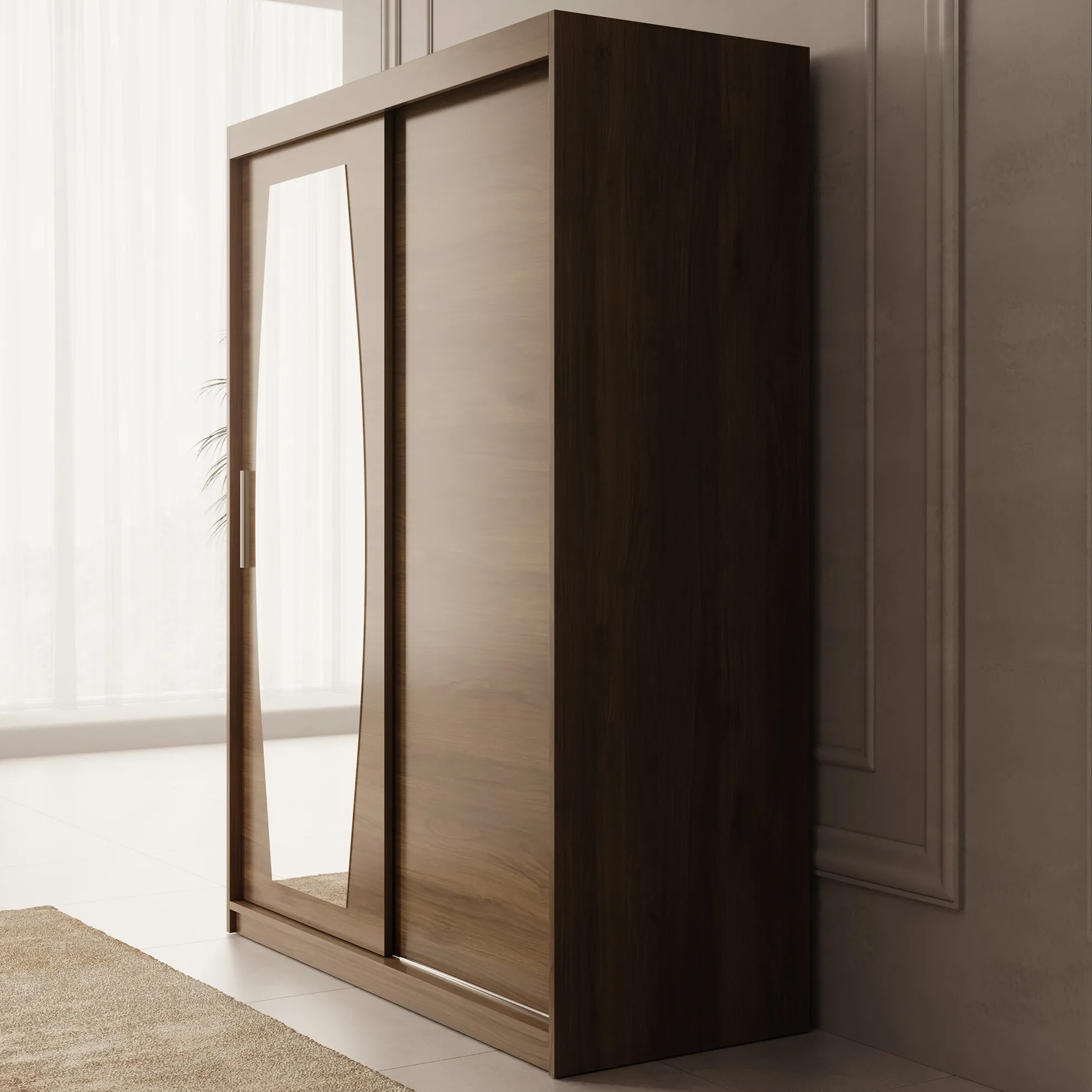 Azai - Kledingkast met schuifdeuren - Walnootpatroon - 150x62x200 cm