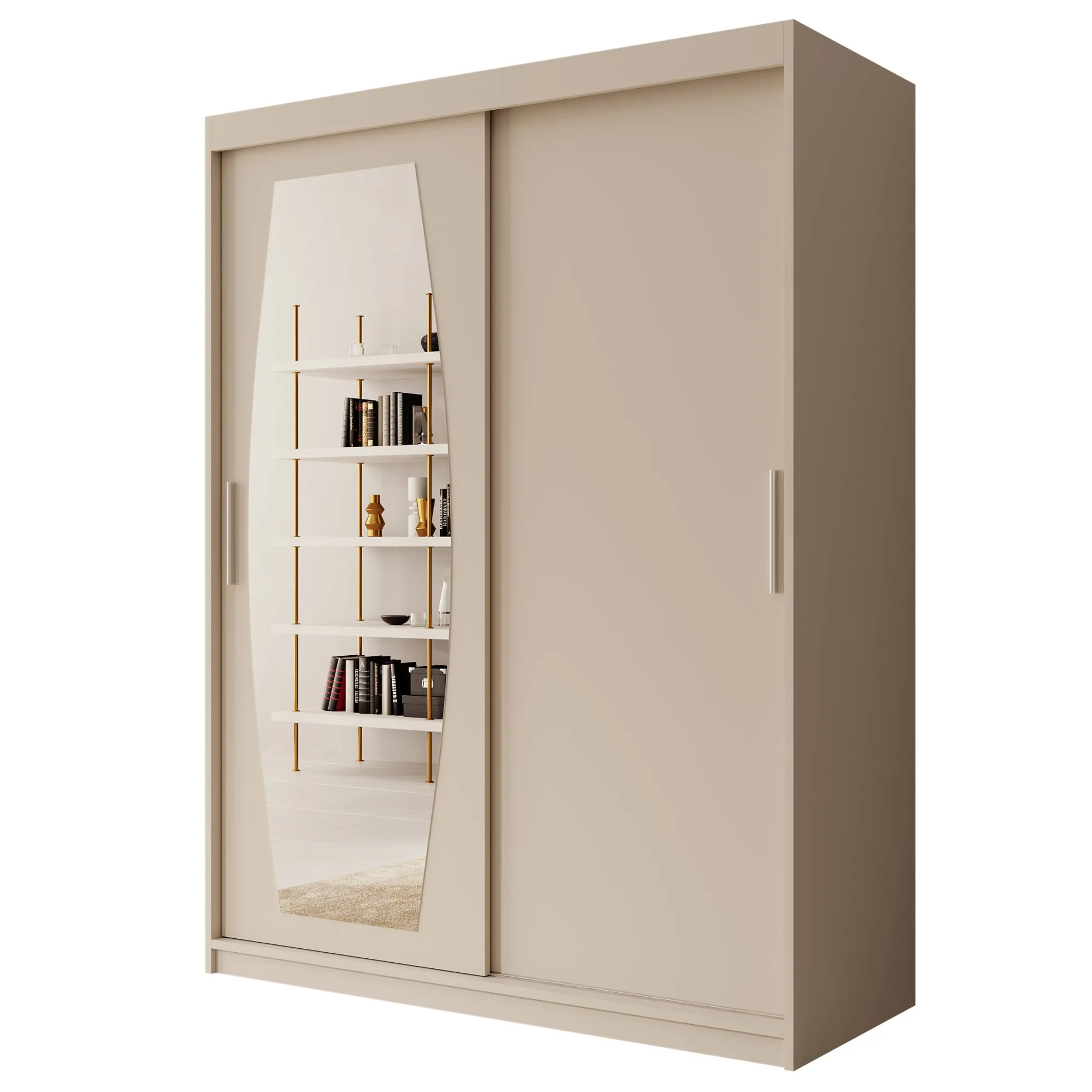 Azai - Kledingkast met schuifdeuren - Beige - 150x62x200 cm
