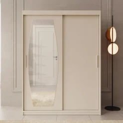 Azai - Kledingkast met schuifdeuren - Beige - 150x62x200 cm