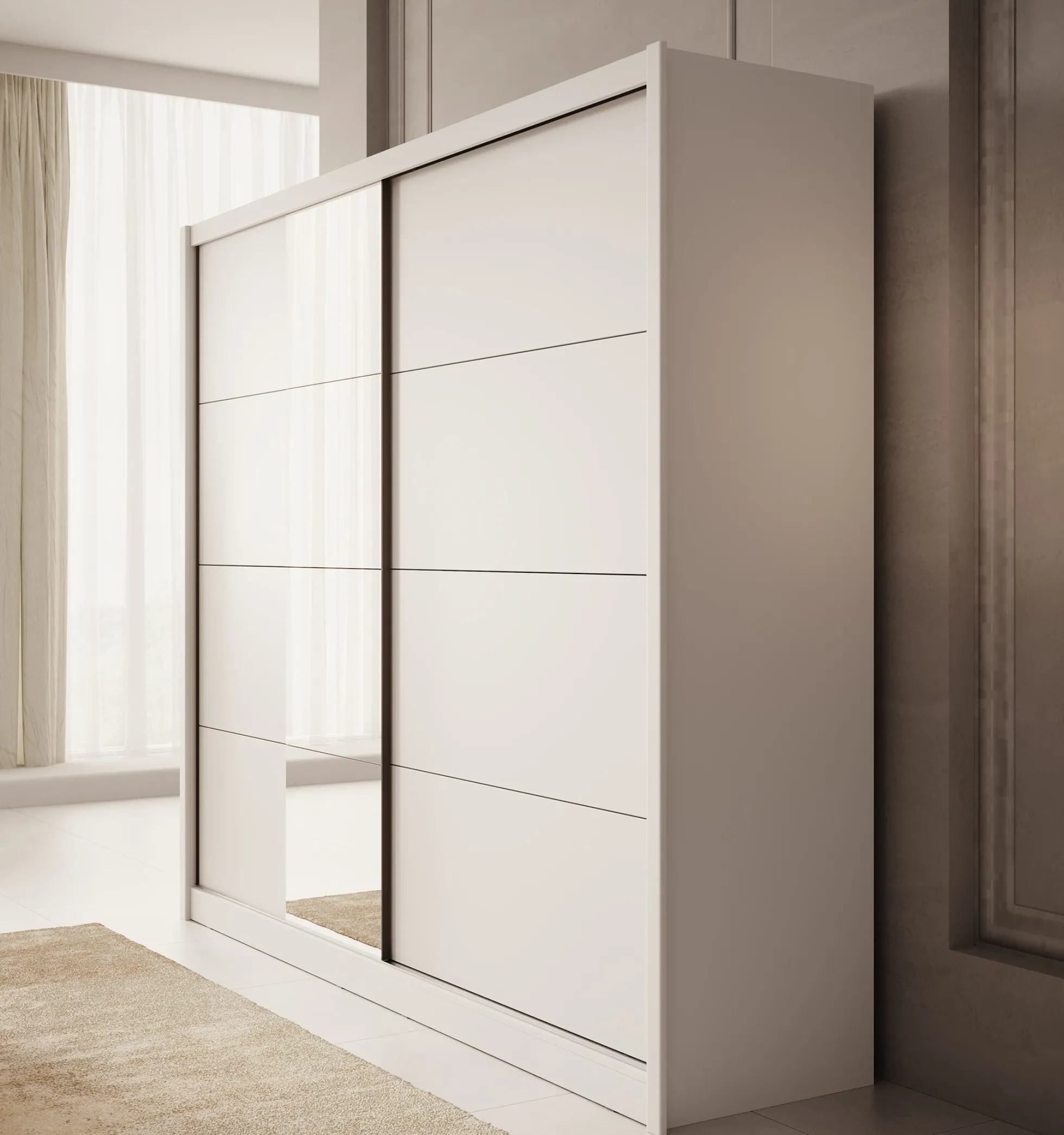 Azul - Kledingkast met schuifdeuren - Wit - 251x60x216 cm