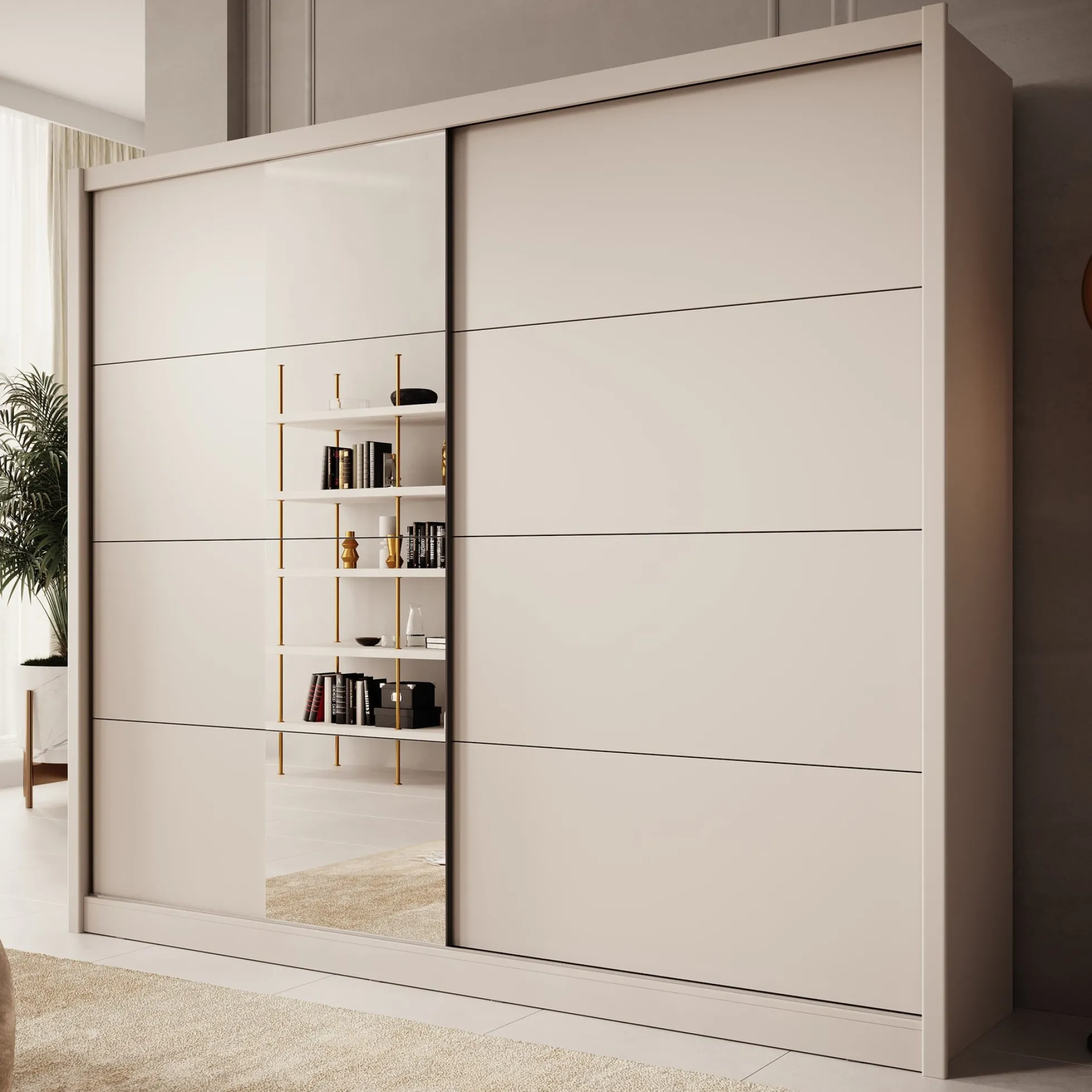 Azul - Kledingkast met schuifdeuren - Beige - 251x60x216 cm