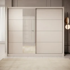 Azul - Kledingkast met schuifdeuren - Beige - 251x60x216 cm