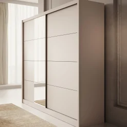 Azul - Kledingkast met schuifdeuren - Beige - 251x60x216 cm