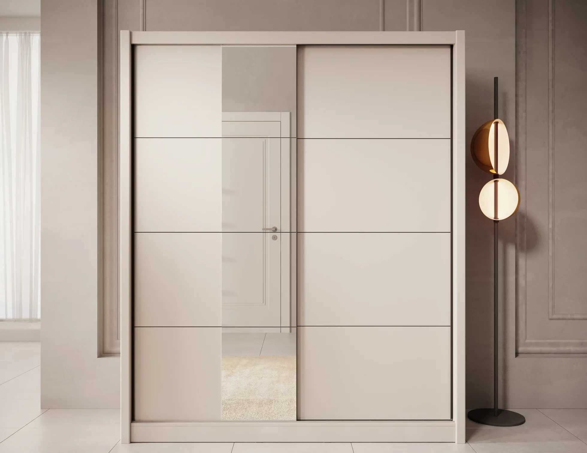Azul - Kledingkast met schuifdeuren - Beige - 180x60x216 cm