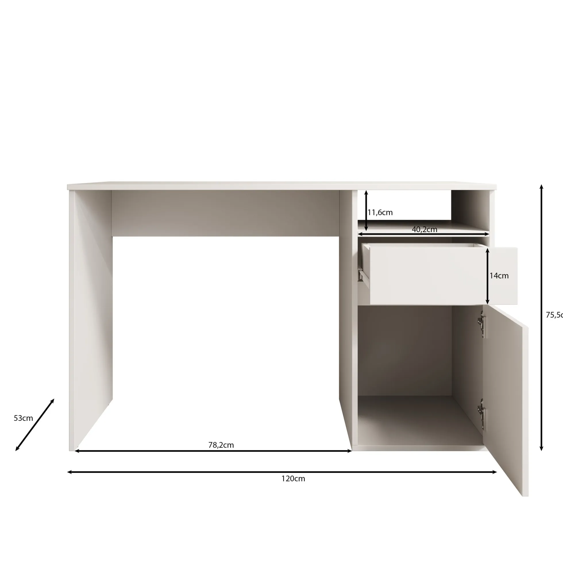 Babot 1 - Bureau - Wit - 120x54 cm