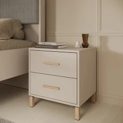 Bahia - Nachtkastje 2 lades - Beige - 48x40x52 cm