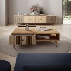 Bali - Salontafel met 2 lades - Eiken - 102x67x32 cm