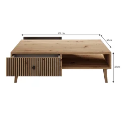 Bali - Salontafel met 2 lades - Eiken - 102x67x32 cm