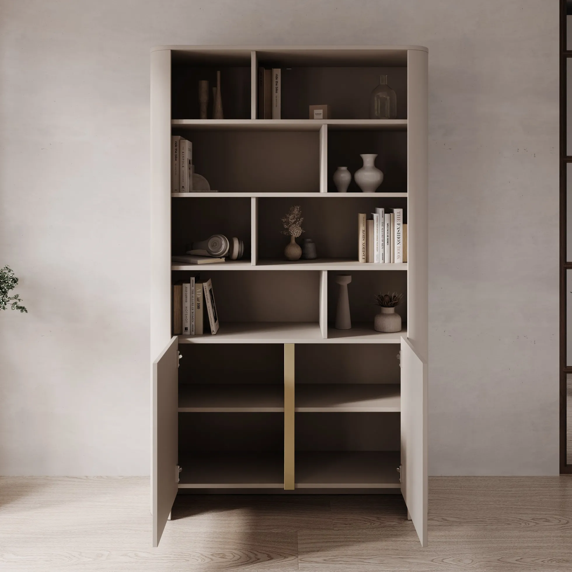 Barbados - Boekenkast - Beige - 103x39x170 cm