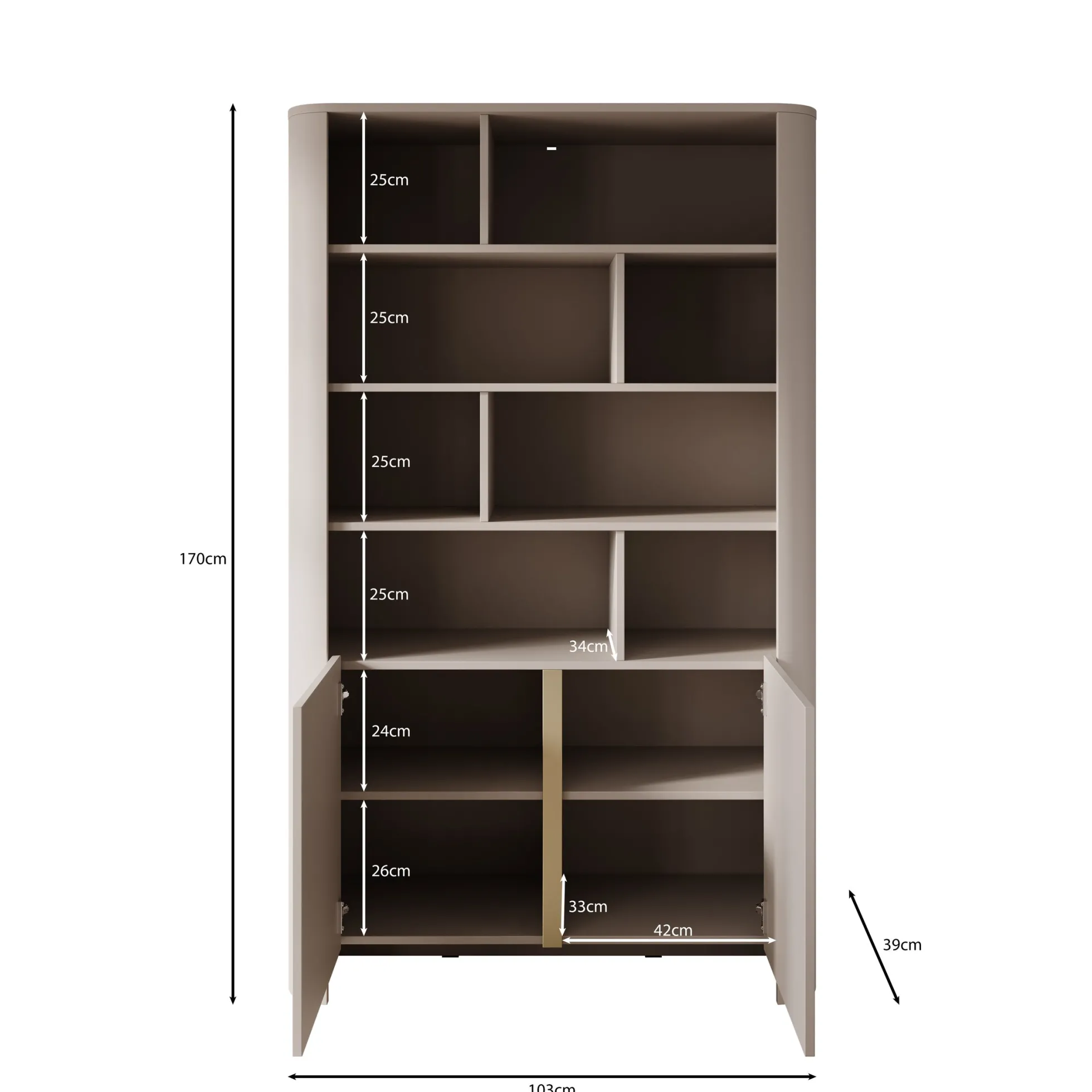 Barbados - Boekenkast - Eiken - 103x39x170 cm