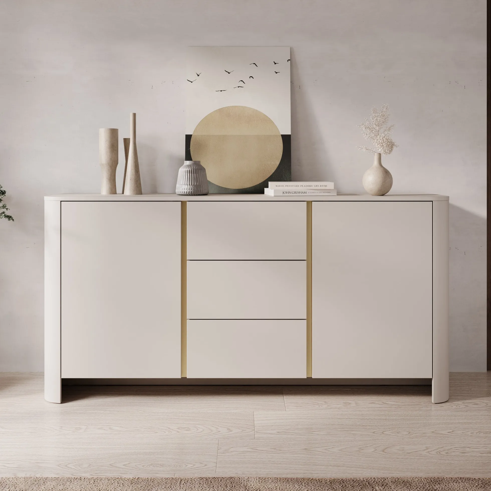Barbados - Dressoir - Beige - 168x39x84 cm