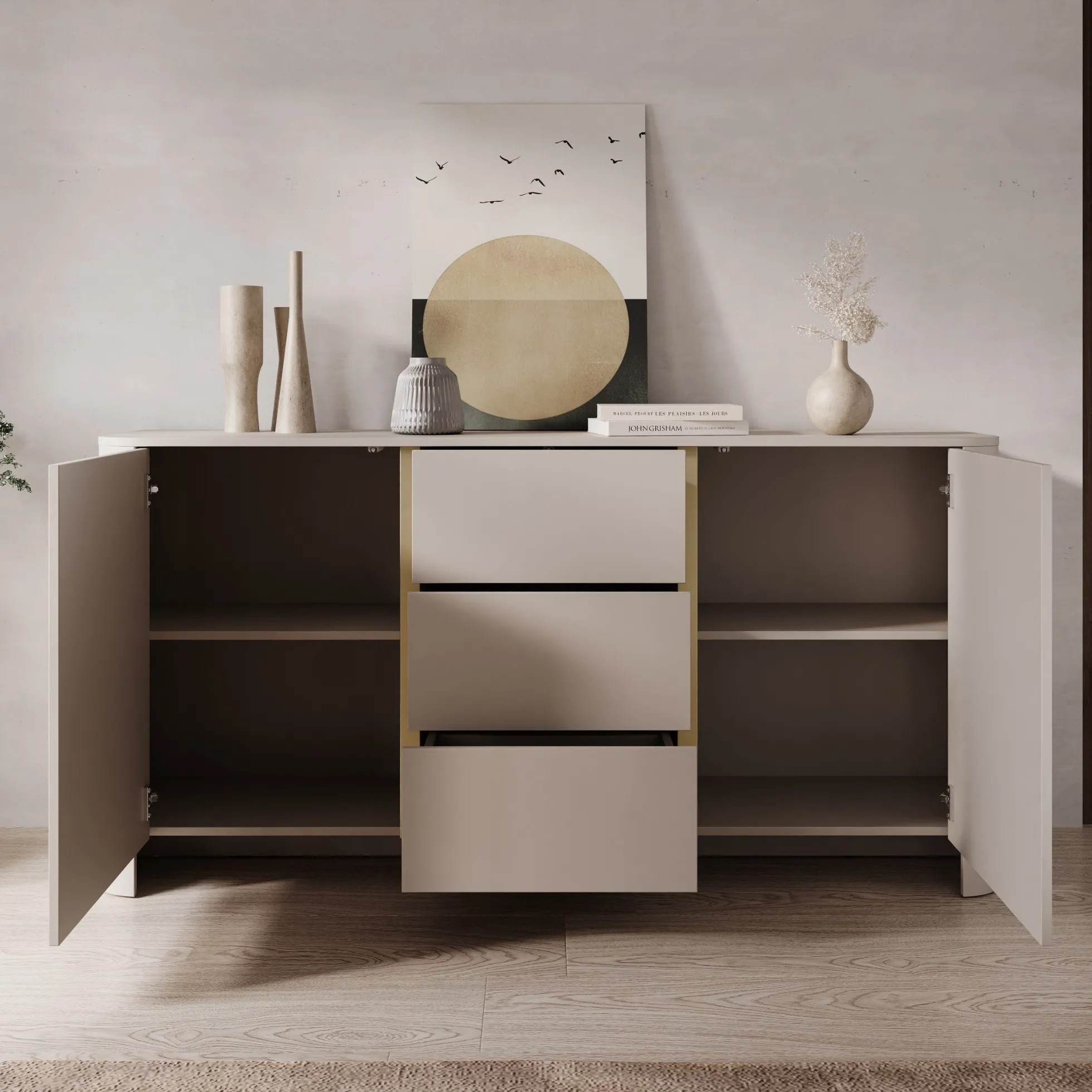 Barbados - Dressoir - Beige - 168x39x84 cm
