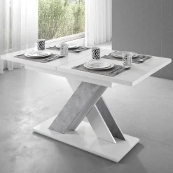Bari - Eetkamertafel - Wit/betonlook - 140x80x75 cm