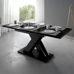 Bari - Eetkamertafel - Zwart/marmerlook - 140x80x75 cm