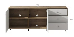 Barlo - Dressoir - Mat zwart - 183x40x75 cm