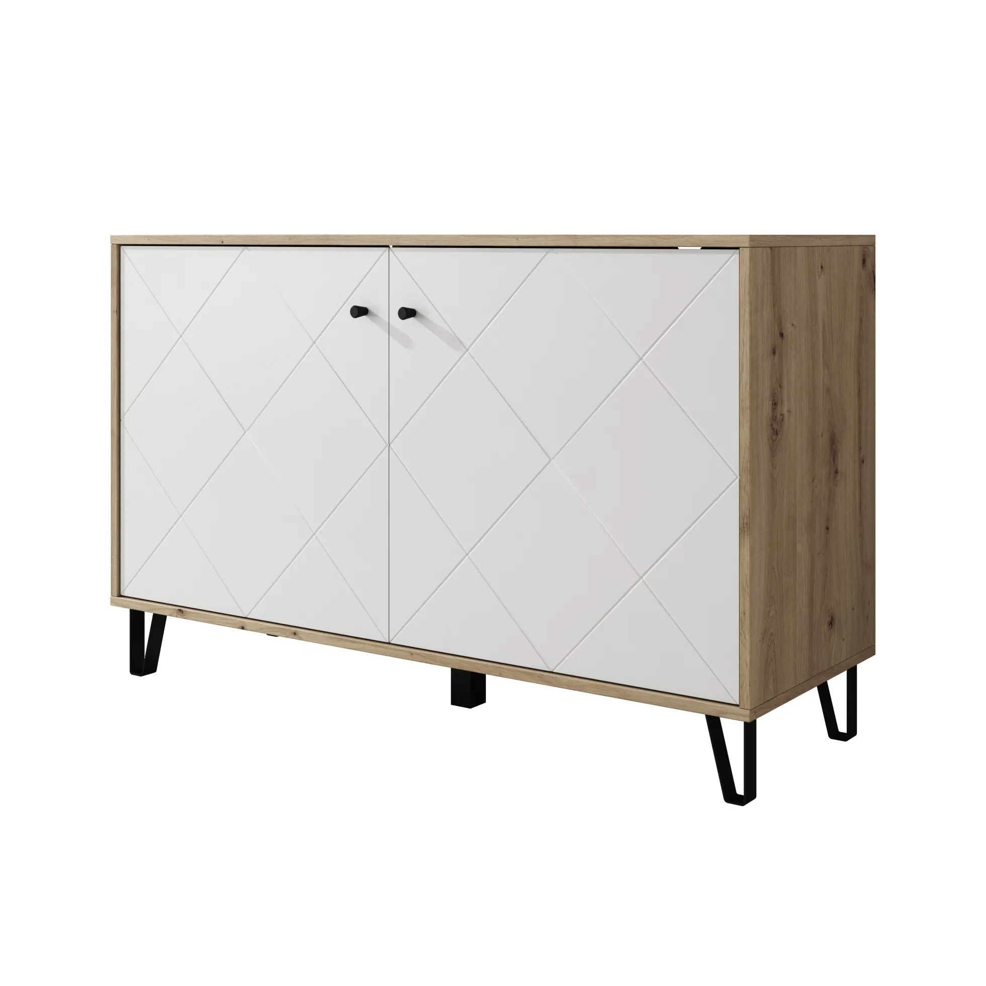 Barlo - Dressoir - Wit - Eiken - 123x40x75 cm