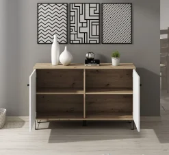 Barlo - Dressoir - Wit - Eiken - 123x40x75 cm