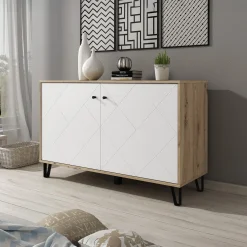 Barlo - Dressoir - Wit - Eiken - 123x40x75 cm