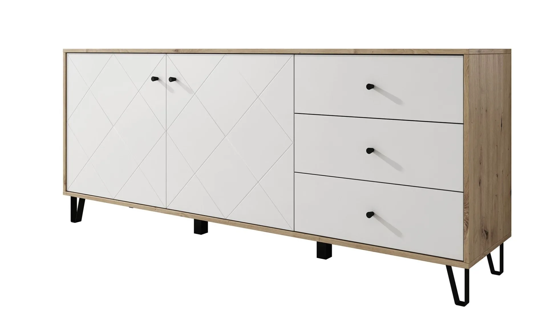 Barlo - Dressoir - Wit/eiken - 183x40x75 cm