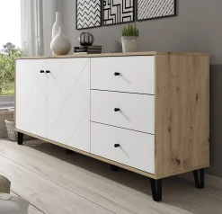 Barlo - Dressoir - Wit/eiken - 183x40x75 cm