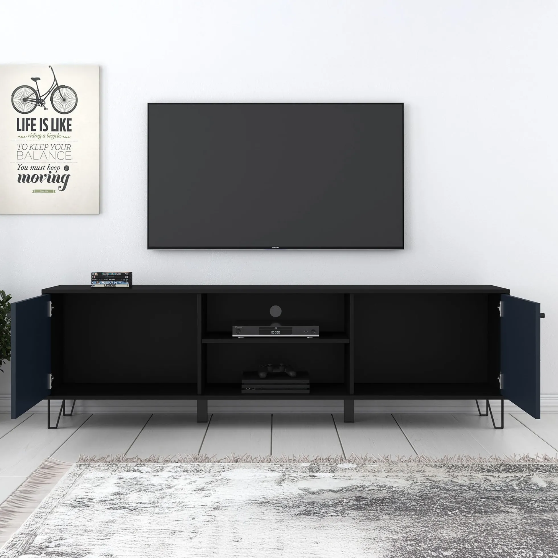 Barlo - TV-Meubel - Mat zwart - 183 cm