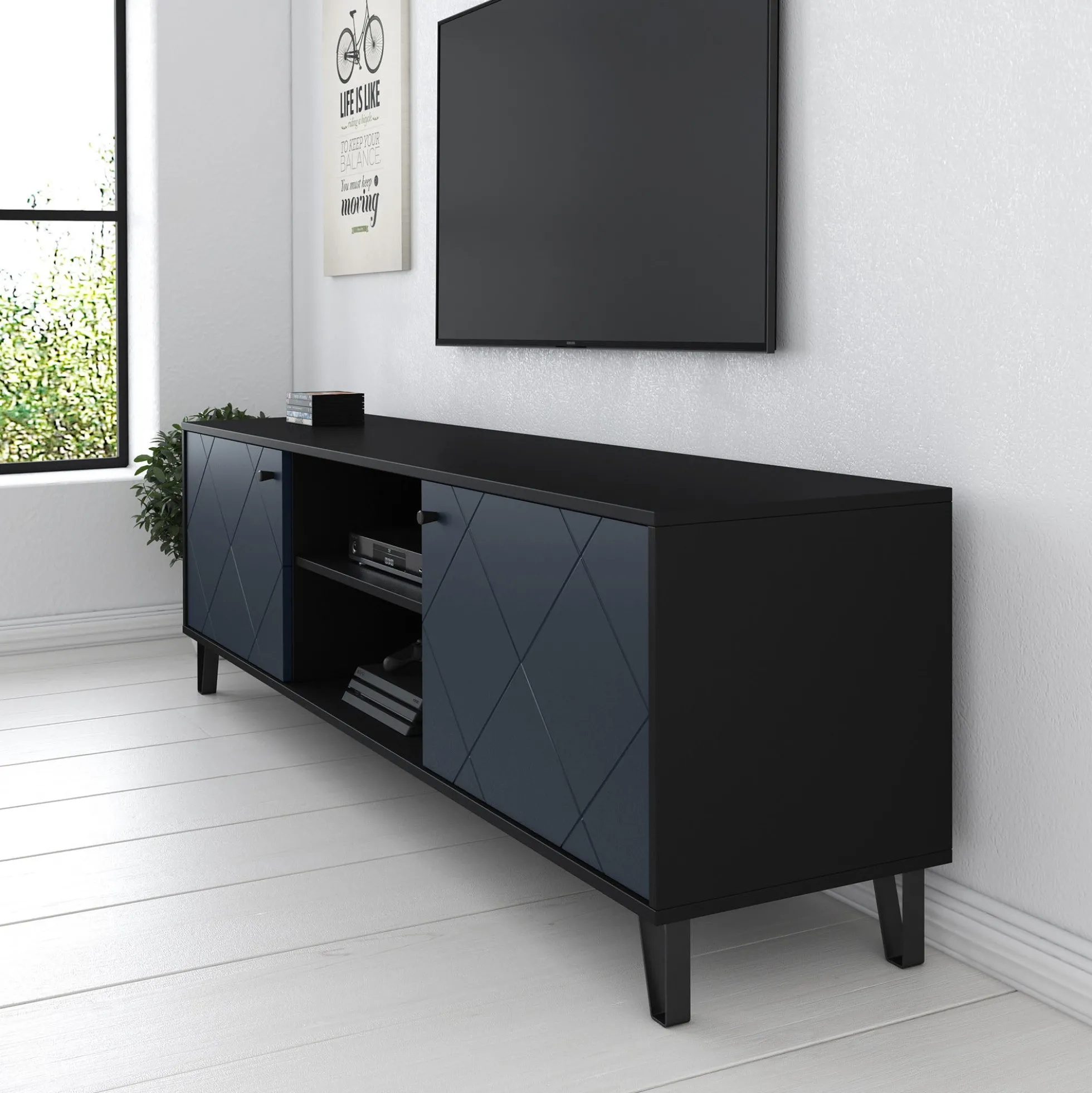 Barlo - TV-Meubel - Mat zwart - 183 cm