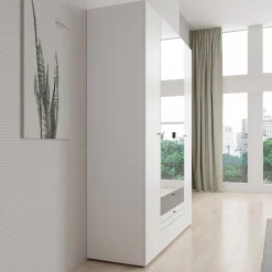 Basmira - Kledingkast met 4 deuren - Wit - 155x52x208 cm