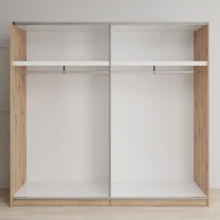 Basmira - Kledingkast met schuifdeuren - Eikenpatroon - 220x62x205 cm