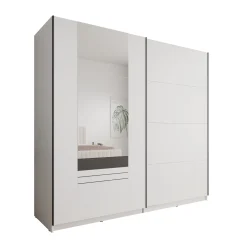 Basmira - Kledingkast met schuifdeuren - Wit - 220x62x205 cm
