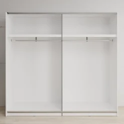 Basmira - Kledingkast met schuifdeuren - Wit - 220x62x205 cm