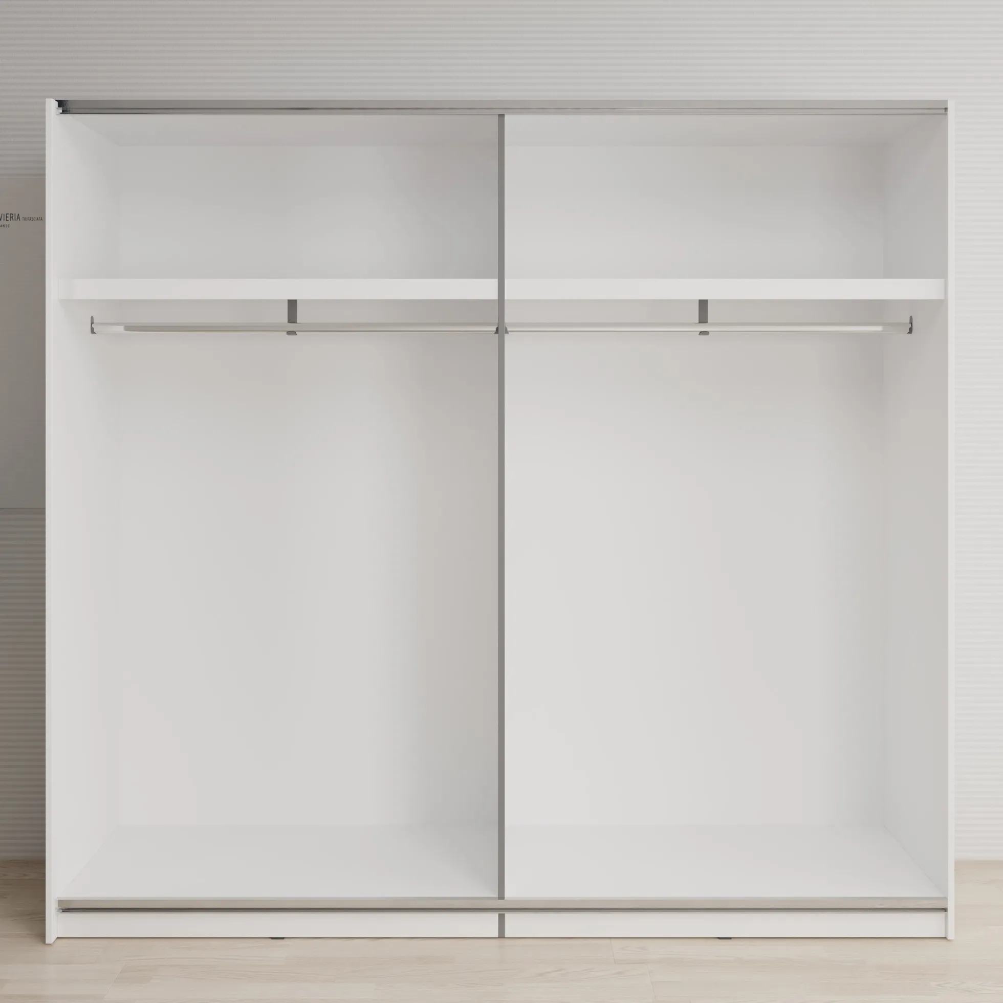 Basmira - Kledingkast met schuifdeuren - Wit - 220x62x205 cm