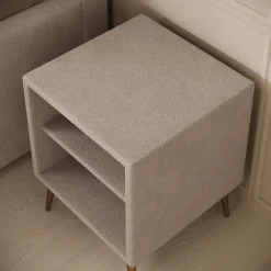 Bavira - Nachtkastje - Stof beige - 41x41x54 cm