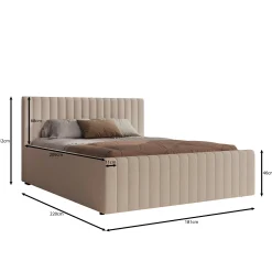 Bavira - Tweepersoonsbed - Stof beige - 160x200 cm
