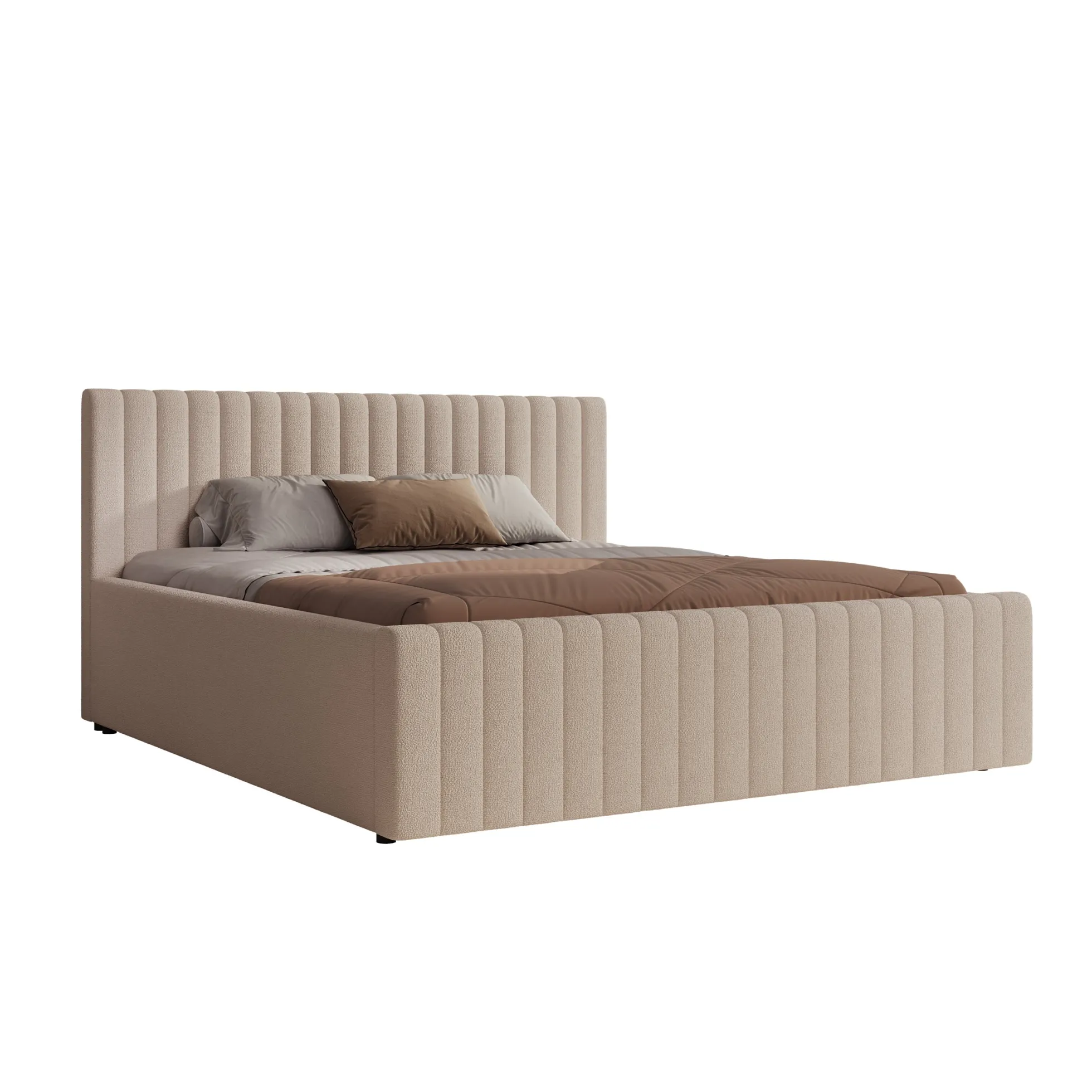 Bavira - Tweepersoonsbed - Stof beige - 180x200 cm