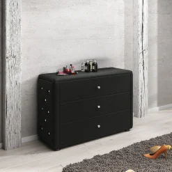 Bedford - Kaptafel - Kunstleer zwart - 100x40x135 cm